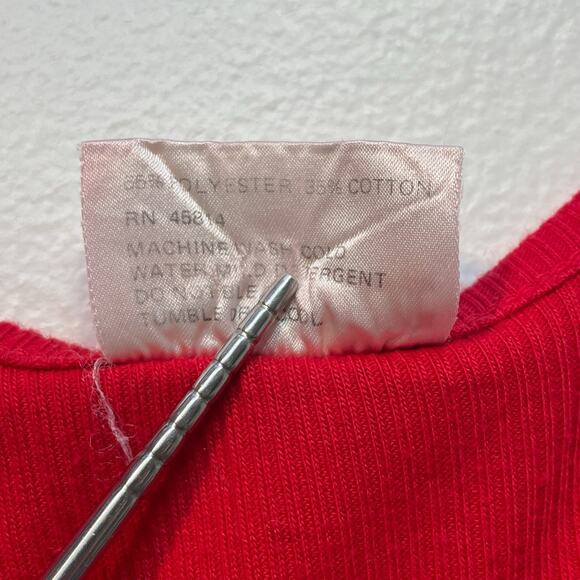 Vintage 80's Red Ribbed Tank Top / Sz M / Sleeveless / Normandee Rose / Minimal - Picture 8 of 9